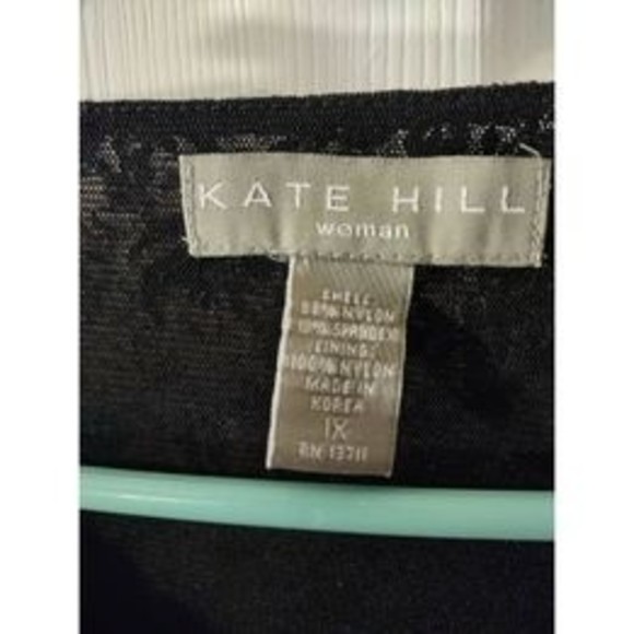 Kate Hill Top Plus Size 1X Black Multicolor Floral Print Short Sleeve - Picture 3 of 8